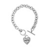 GUESS Silvertone Heart Logo Charm Toggle Bracelet