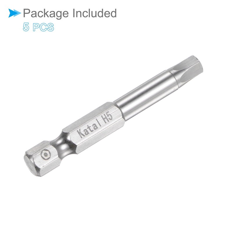 CoCud Magnetic Pentagon Bits, H5 Head 1/4" Hex Shank 2"