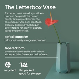POTR Letterbox Flower Vase Gift (1 Litre, Sage) | Self-Watering Innovation for Eco-Friendly Planting | Space-Saving Flat Pack Design Stocking Filler for Living Room & Office Décor