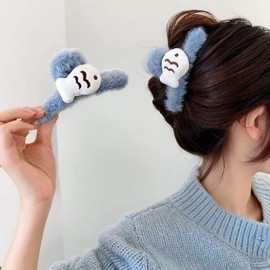 Imported Cute Blue Small Fish Plush Hair Claw Clip for Women - Autumn/Winter Fashion, Free Size Clip 20ea