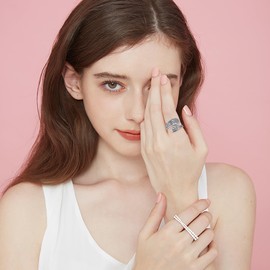 HOOHWE 925 Sterling Silver Cross Spoon Ring for Women Adjustable Vintage Butterfly Spoon Rings Victorian Style Sunflower Thumb Rings Jewelry for Women