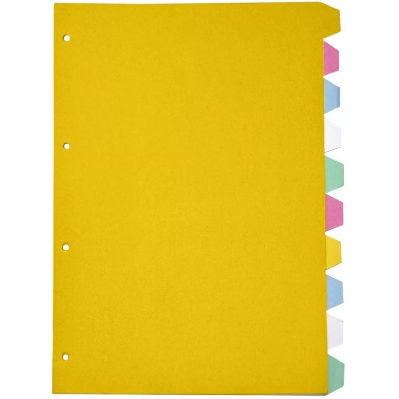 A4 Index Dividers 10 Part Subject Folder Cards Ring Binder