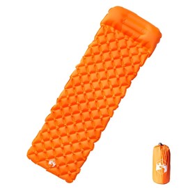 vidaXL Sleeping Mat, Air Mattress with Integrated Cushion, Carry Bag, Camping Mat, Inflatable Portable Waterproof, Sleeping Mat, Orange, 40D Nylon
