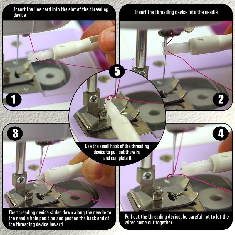 YSJCHEBS 4 Pieces Sewing Machine Needle Threader, 2 Pieces Cylindrical