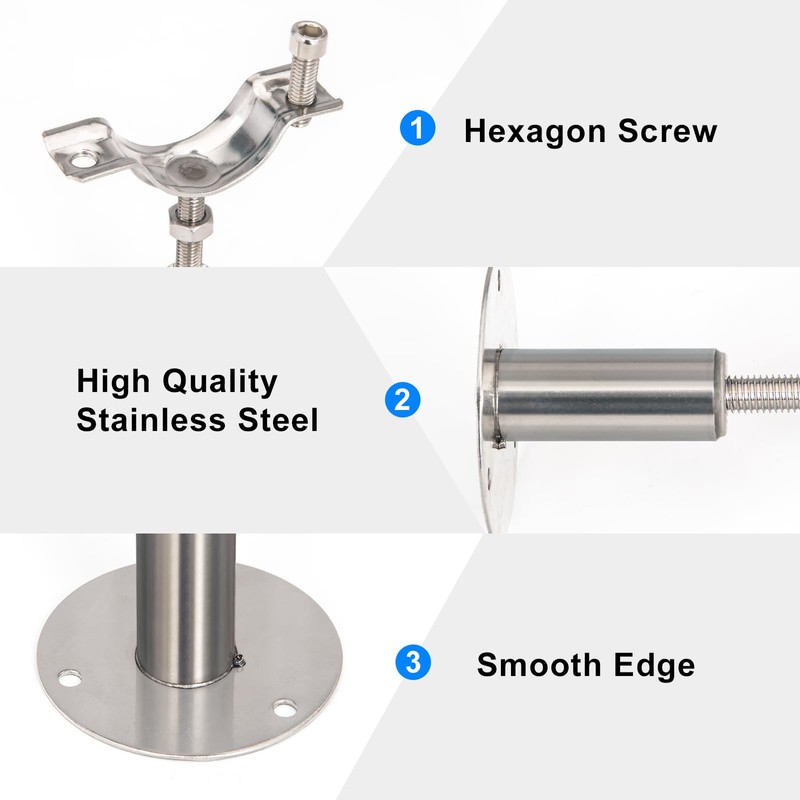 Kodilin 4PCS 304 Stainless Steel Wall Mount Ceiling Mount Pipe