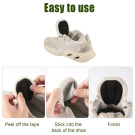 2 Pairs Shoe Filler Tongue Pad, Invisible Forefoot Cushion Mat Soft Make Smaller Back Sticker Non-Slip Size Reducer Holder Self-Adhesive Insert Black Felt Accessories for Loose Replacement Men Women