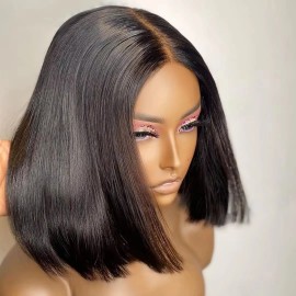 Bone Straight Bob Wig 13x4 Lace Frontal Human Hair Wigs Women Short Bob Wig 12 14 16Inchstyle: Straight, color: Black, stretched length: 14 Inches, Lace Size: 13x4