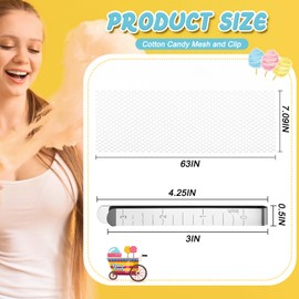 Juexica 2 Sets Cotton Candy Mesh and Clip Stabilizer Kit White Reusable Cotton Candy Machine Supplies Compatible with Floss Maker for Kitchen