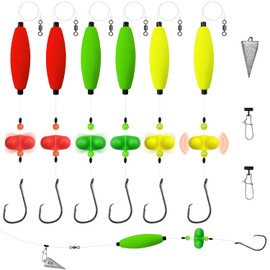 Narcissus Catfish Rigs Set – 6 Pre-Tied Rigs with 2 Sinker Sliders & 2oz Pyramid Sinker, Float Rigs Tackle, Santee Rig, Circle Hooks 6/0 – Complete & Ready-to-Use Kit (Hook Size 6/0-6pcs)