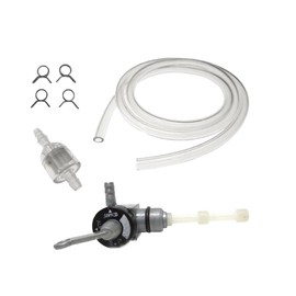 Fuel Tap + Clear Fuel Hose Set Suitable for Sachs, Hercules, Saxonette, Spartamet - With Pre Filter Strainer, Fuel Filter & Hose Clamps