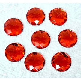 MajorCrafts® 100pcs 16mm Light Red Star Facets Flat Back Large Round Acrylic Rhinestones Craft Gems