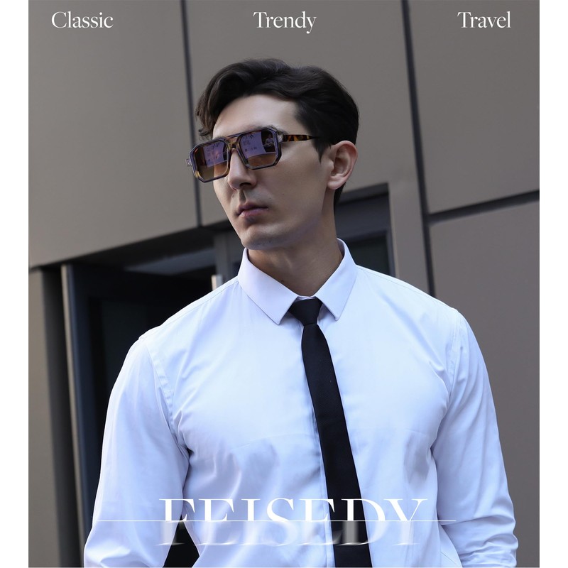 FEISEDY Retro Sunglasses for Women Men Trendy Aviator Sunglasses Classic