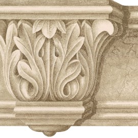 CONCORD WALLCOVERINGS ™ Wallpaper Border Vintage Pattern Molding Style for Bedroom Living Room Kitchen, Beige Cream, 15 ft by 6 in 75591DL