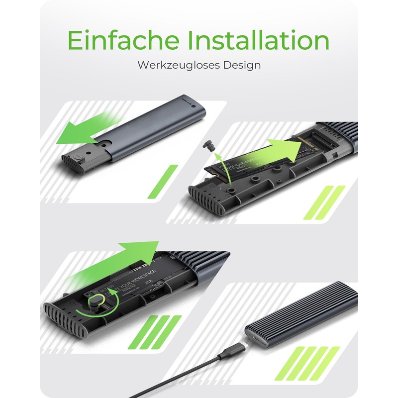 ICY BOX M.2 SSD/NVMe Enclosure, USB 3.2 (10Gbps), Tool Free,