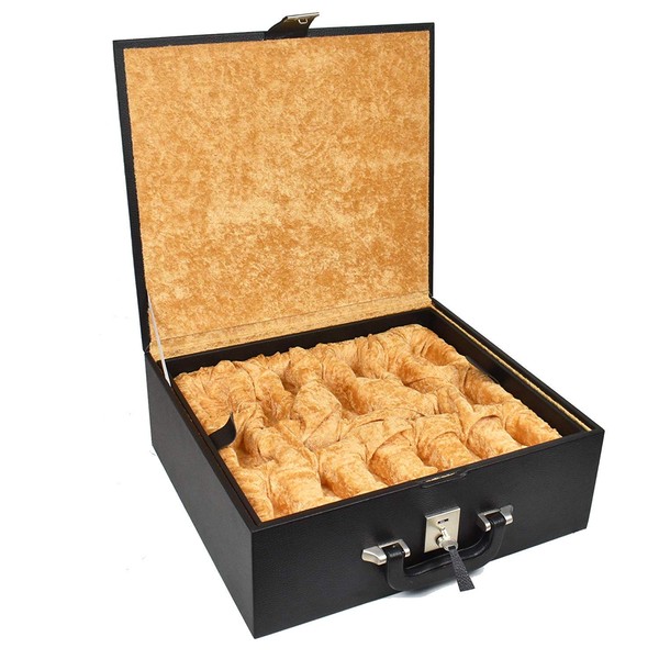 Royal Chess Mall Leatherette Coffer Storage Box | Chess Pieces Storage Box | Chess Box 15" x 13.5" x 5" | Chess Box for Pieces of Size 4.2"-4.6" Chessmen with Tray| 3500g (7.7 lbs) Weight