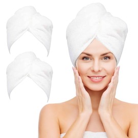 NEXCOVER Microfiber Hair Towel, 2 Pack (White Color) 9.8 inch X 25.5 inch Hair Turbans,Ultra Absorbent,Fast Drying Hair Towel Wraps,Head Towels for Women Wet Hair,Long,Curly,Thick,Frizzy Hair
