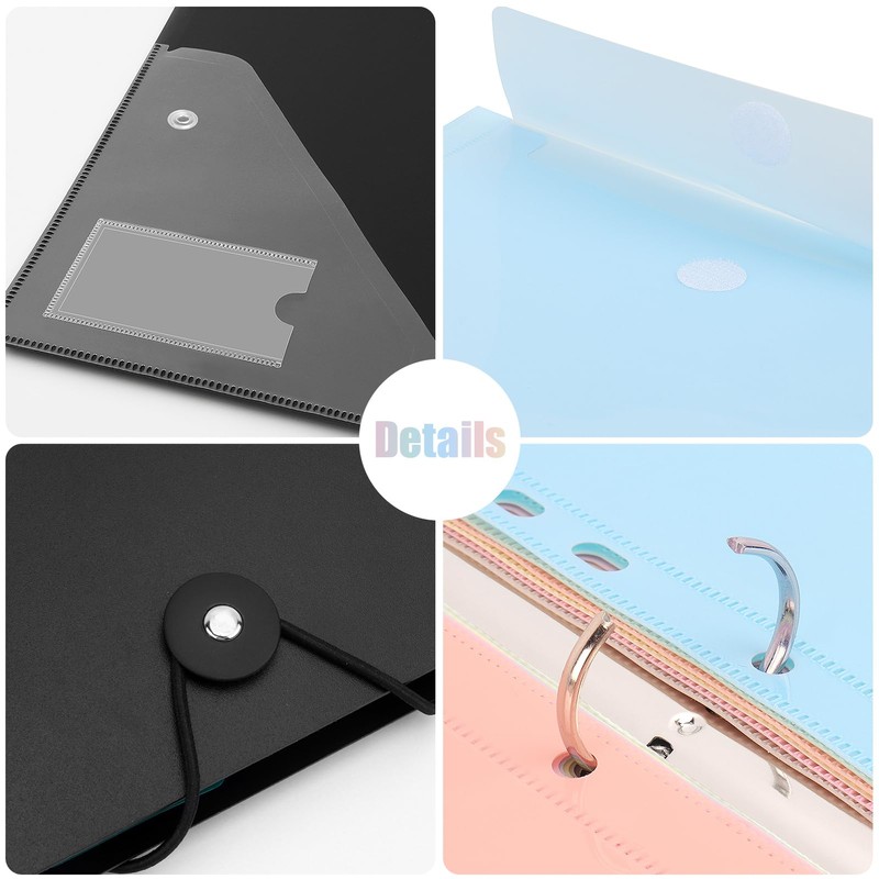 Uquelic A4 Folder Organiser, Ring Binder with 12 Document Folder