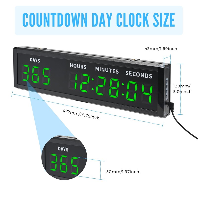 Large Display Digital Countdown Clock, LED Large Display Count Up/Count