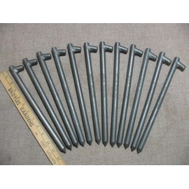 A 12 Pack of Heavy Duty Metal tent stakes, pegs,anchors 12" long