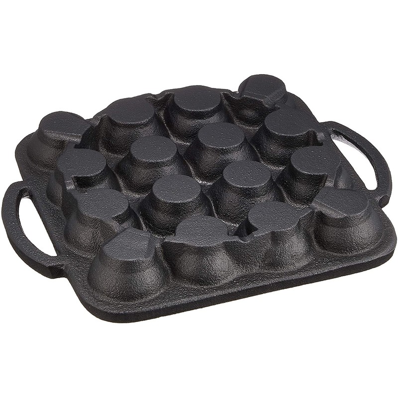 IPPINKA Japanese Cast Iron Takoyaki Grill Pan, 16 Holes, Made