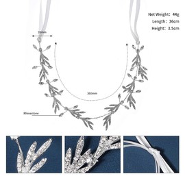 FAIRYGATE Head Band Crystal Bridal Hair Vines Leaf Silver Wedding Headband Flower Bride Bridesmaid Hair Accessories for Women 4924