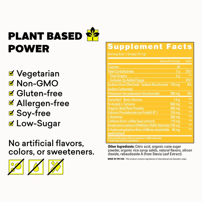 EBOOST POW Natural Pre Workout Powder - 15 Packets, Tropical