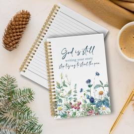 Pugwak Christian Floral Journal Notebook - Bible Verse Scripture Flower Notebooks College Ruled for Work School, Christian Gifts for Women, Office Supplies, Hardcover Spiral Notebook 5.5"x8.3"