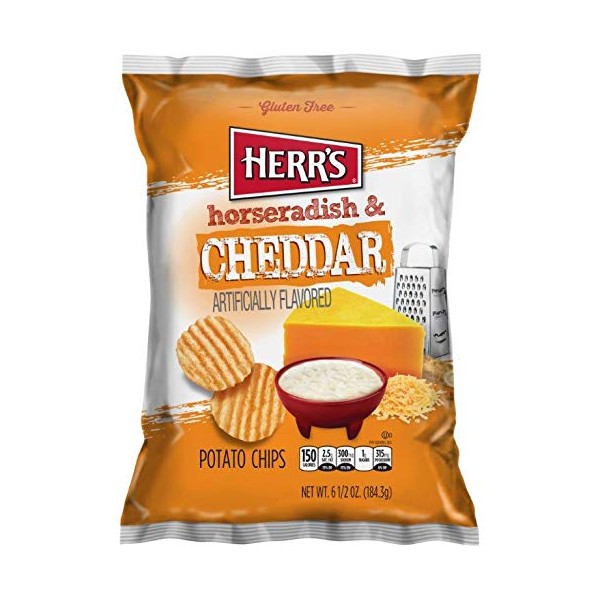 Herr's Cheddar and Horseradish Potato Chips, 6 Ounce (Pack of 12 bags)
