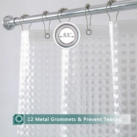jssablo Clear Shower Curtain Liner, 100% Waterproof EVA 3D Shower Curtains with 3 Duty Heavy Bottom Magnets and 12 Rust Proof Grommets, 72x72 Weighted Shower Liner for Shower Stall, Bathtubs