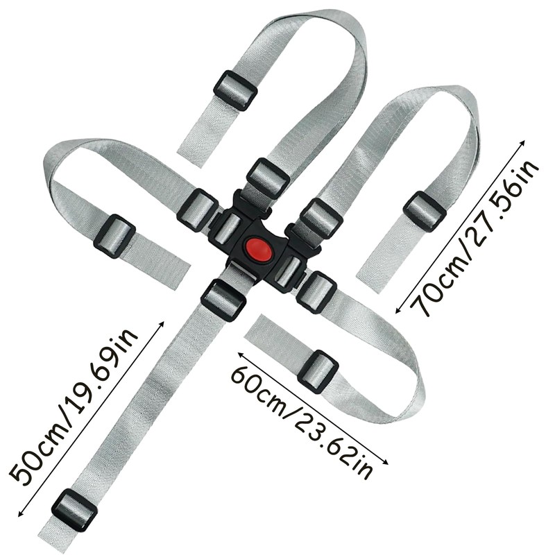 Universal High Chair Straps Adjustable 5 Point Harness Secure Baby