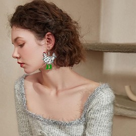 ONLYJUMP Christmas Animals Earrings for Women Unique Christmas Earrings Unique Sheep Earrings Xmas New Year Party Earrings Decoration Christmas Jewelry Gifts (Green Chicken)