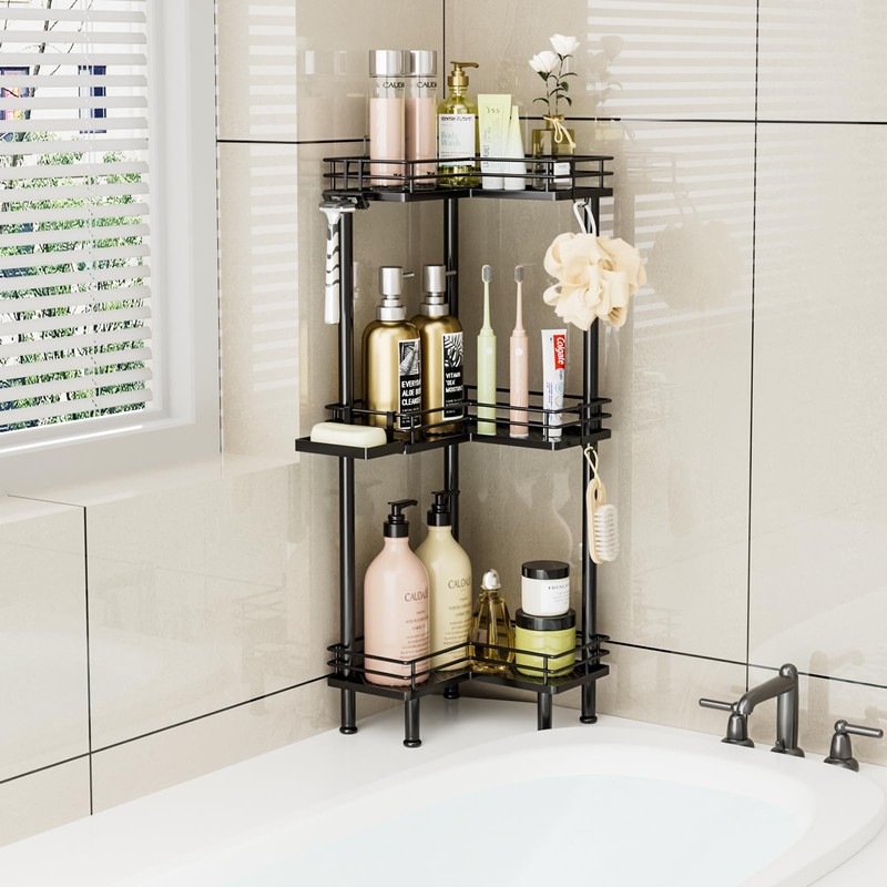 Consumest Corner Shower Caddy Standing - 3-Tier Stainless Steel Shower