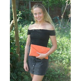 LONI Clutch/Shoulder Bag Faux Suede Handmade in the UK