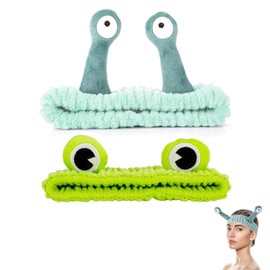 2 Pack Face Wash Headband, Cute Frog and Snail Hair Band Set, Cute Elastic Hair Band, Cartoon Hair Band, Frog Face Wash Hairband, Frog Makeup Headband