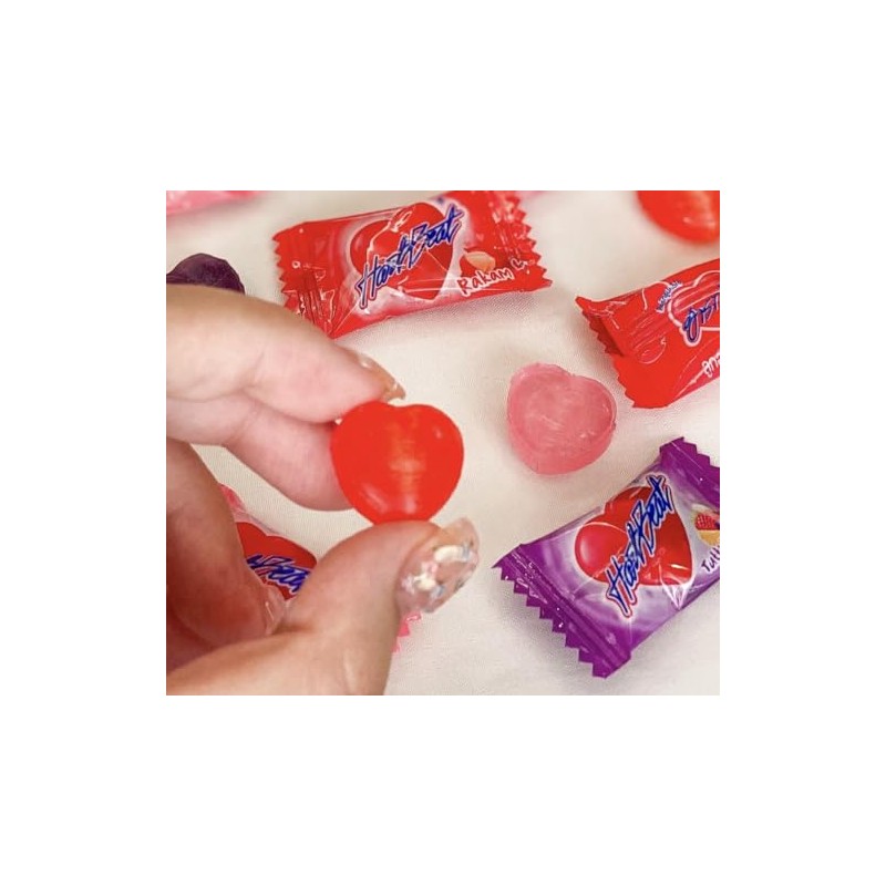 Heartbeat Lychee Flavor Heart Shaped Hard Candy, (100 Counts), 10.58