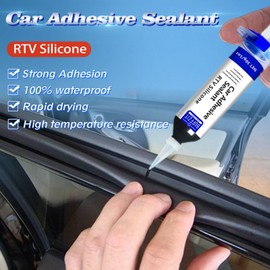BUFFZIT RTV Silicone Windshield Sealant Black - Fast Cure Adhesive, High Strength Polyurethane Sealant & Windshield Repair Kit | Includes Pointed Mouth Cover x1 and Pushrod x1,30g/1oz