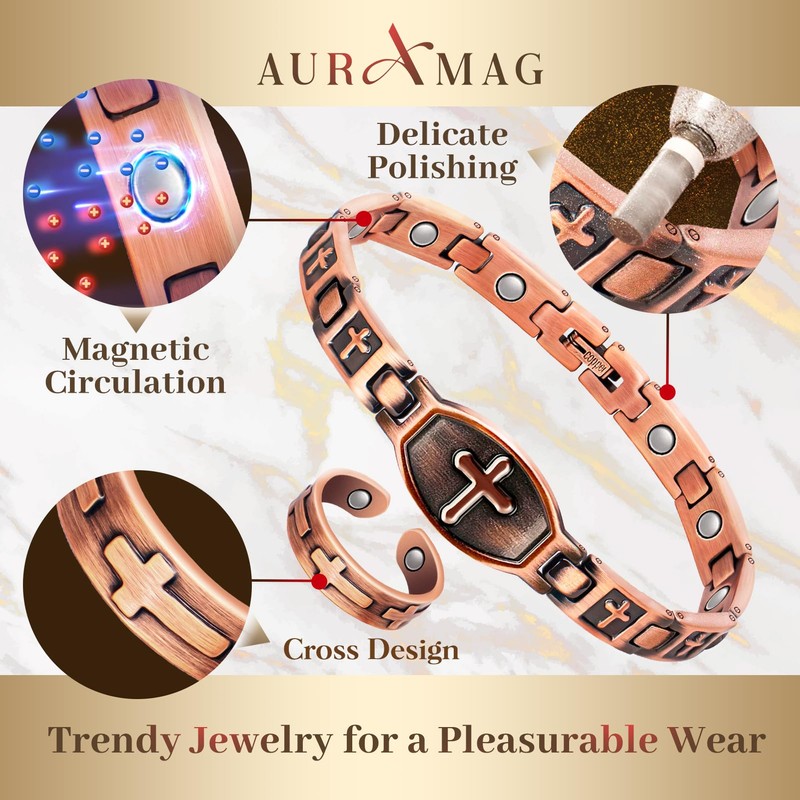 Copper Bracelets for Women, 99.99% Pure Copper Magnetic Bracelets ＆