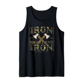 Iron Sharpens Iron Christian Camo Scripture Gym Workout Tank Top