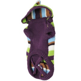 T-Pet Dog Hoodie Sweater Knitted Pullover Warm Winter Clothing Colorful Stripes (12inch(30cm) Back)