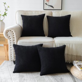 Sungeek Set of 4 Corduroy Cushion Covers, 45 x 45 cm, Decorative Cushion Covers, Soft Cushion Cover, Decorative Cushion, Sofa Cushion, Couch Cushion, Decorative Cover for Sofa, Bedroom, Living Room