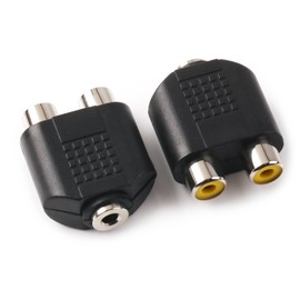 NANYI 3.5mm (1/8 Inch) Famale TRS to Two RCA Female Audio Heads, 3.5mm F One-Two RCA F Interconnect Audio Adapter, 2Pack (3.5 F-2xRCA F)