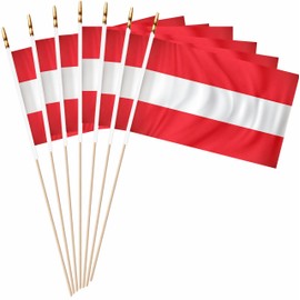 LUSEOAN Austria Mini Flag 5x8 Inch 20 Pack Wood Stick Handheld
