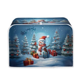 Eheartsgir Christmas Snowmen Tree 2 Slice Toaster Cover Kitchen Small Appliance Dust Cover Scratches-Proof Portable Fabric Toaster Bread Maker Case for Home Decoration