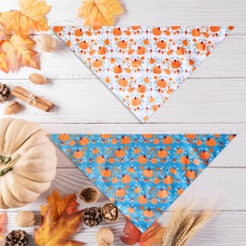 Fall Dog Cat Bandana,Thanksgiving Holiday Pumpkin Spice Bandana for Small Medium Large Dogs Pets Puppies (Large)