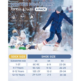 Vihir 4Pairs Kids Wool Socks, Warm & Comfortable
