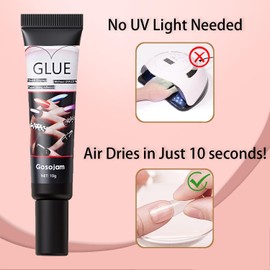 Gosojam Nail Glue 2-Pack – Fast-Drying, Long-Lasting Adhesive for Acrylic, Press-On & Gel Nails – Water-Resistant, No UV/LED Needed, 10g x 2 – Strong Bond, Gentle on Nails, Ideal for DIY & Salon Use