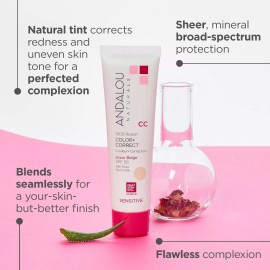 Andalou Naturals 1000 Roses CC Cream SPF 30 Sheer Beige Tinted Moisturizer 2 ...