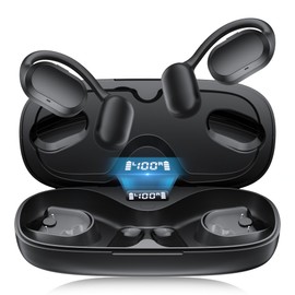 Open Ear Headphones, Open Ear Earbuds, IPX7 Waterproof, Bluetooth 5.3 True Wireless Sports Over Ear Earbuds with Earhooks, Built-in Mic, Crystal-Clear Calls for Running Workout Cycling Driving