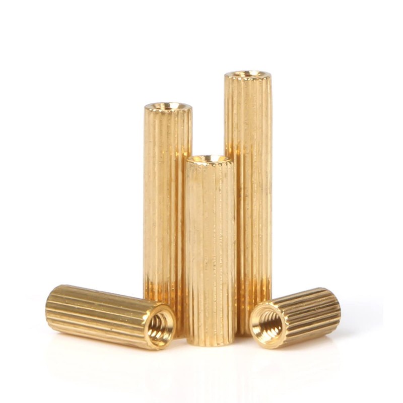 MACHSWON 10 PCS Round Knurled Hollow Copper Column M2*12mm Brass
