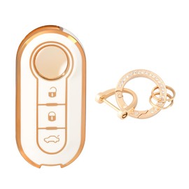 OFFCURVE Car Key Case, Key Cover, Car Key Protective Case with Key Fob for Fiat 500 Lancia Punto Panda Ypsilon Delta Grande Bravo Musa